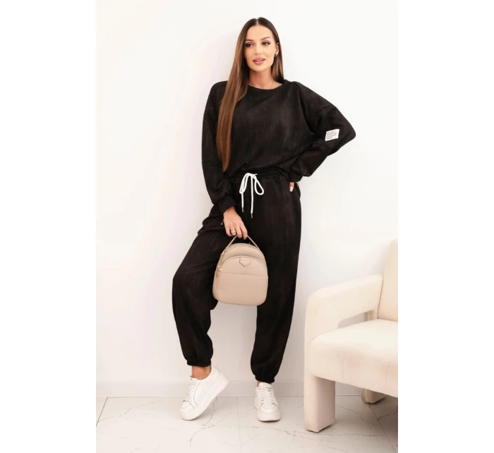 Dámská oversize souprava z viskózy s efektem praní černá Dámská oversize souprava z viskózy s efektem praní černá