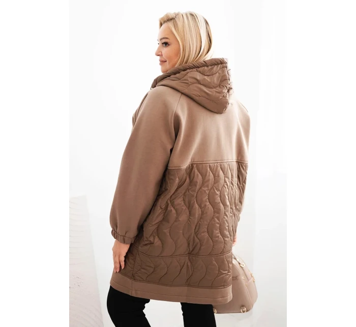 Dámská prošívaná mikina Plus Size s kapucí a velkými kapsami fango