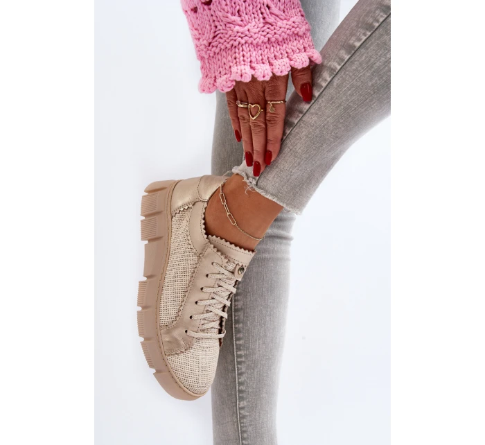 Dámská kožená obuv model 21651324 Světle béžová - Maciejka