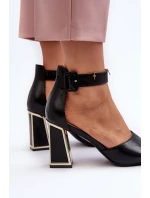 Elegantní černé dámské sandály na podpatku Rosazara