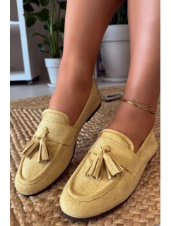 Dámské mokasíny ploché s třásněmi Žluté Marilisse