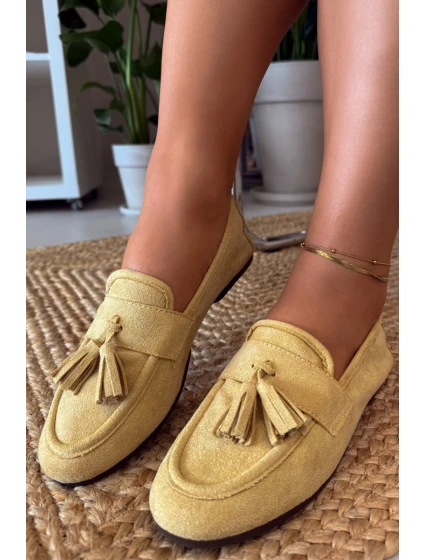Dámské mokasíny ploché s třásněmi Žluté Marilisse