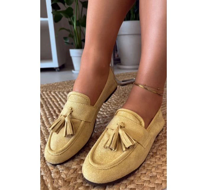 Dámské mokasíny ploché s třásněmi Žluté Marilisse