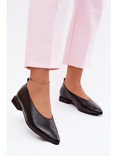Kožené baleríny na nízkém podpatku Černé Hoshi