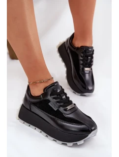 Dámské kožené tenisky na platformě Big Star HI-POLY SYSTEM – černé