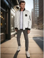 Pánská přechodná bunda bomber béžová FashionStreet TX5028 Pánská přechodná bunda bomber béžová FashionStreet TX5028