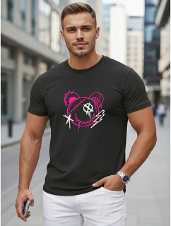 Tshirt męski bawełniany z nadrukiem w stylu czarny model 22278464 - FashionStreet