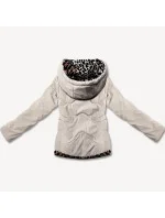 Světle béžová krátká volná dámská bunda s panteřím motivem Miss model 21035934 - Miss TiTi