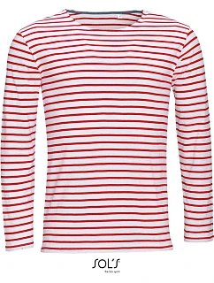 SOL'S Marine Men Pánské pruhované tričko s dlouhým rukávem 25.1402 white/red