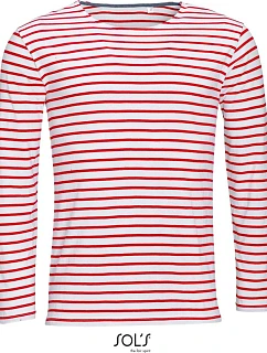 SOL'S Marine Men Pánské pruhované tričko s dlouhým rukávem 25.1402 white/red
