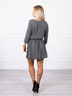 Flitrové šaty s kapsami v grafitové barvě