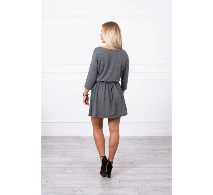 Flitrové šaty s kapsami v grafitové barvě
