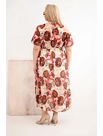 Dámské šaty Plus Size v model 22136635 vzoru s vázáním hnědá - K-Fashion Dámské šaty Plus Size v model 22136635 vzoru s vázáním hnědá - K-Fashion