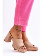 Kožené vysoké podpatky béžové Livesa Kožené vysoké podpatky béžové Livesa