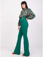 Zelené elegantní kalhoty s Salerno záhyby