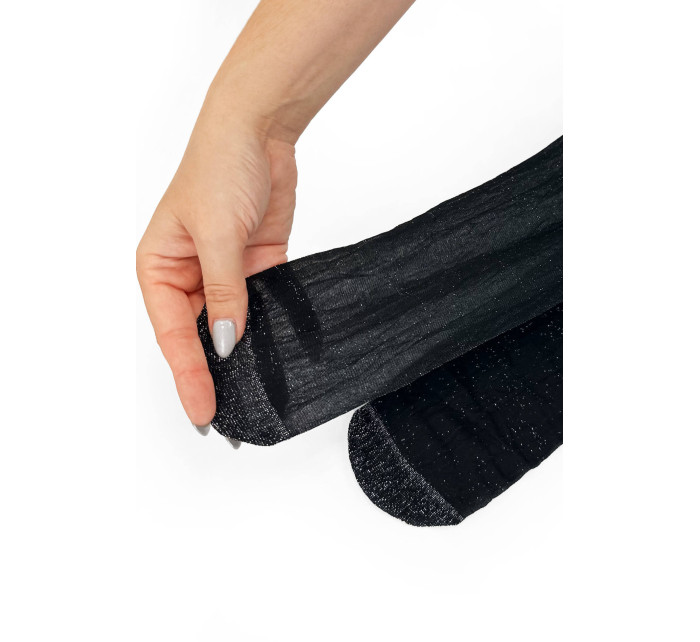 Třpytivé punčochové kalhoty se stříbrnou nití, 20 DEN, černé