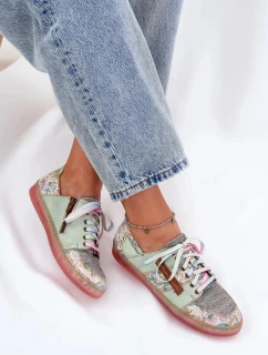 Dámské kožené polobotky Maciejka – světle zelené