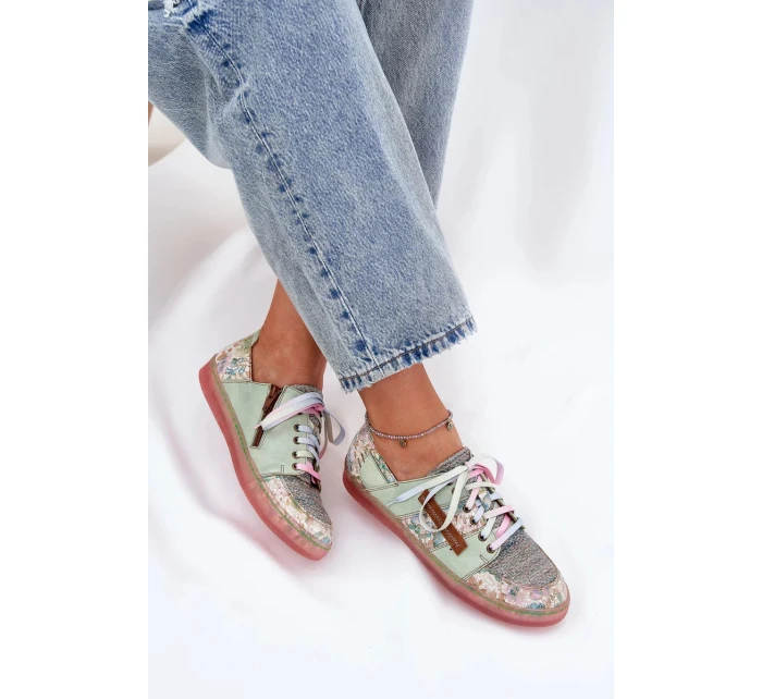 Dámské kožené polobotky Maciejka – světle zelené