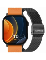 Chytré hodinky Gravity GT15-2 Oranžový silikonový řemínek + černý náramek Chytré hodinky Gravity GT15-2 Oranžový silikonový řemínek + černý náramek