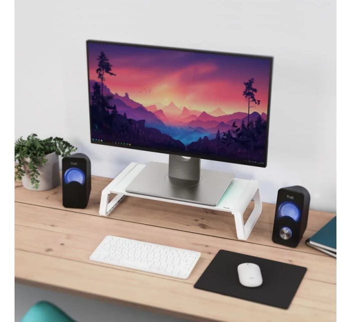 SKLENĚNÝ STOJAN NA MONITOR TRUST MONTA WHT (25351)