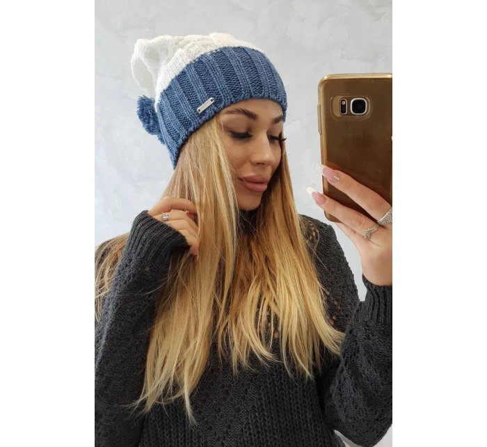 Paris fleecová čepice K212 bílá+džíny Paris fleecová čepice K212 bílá+džíny