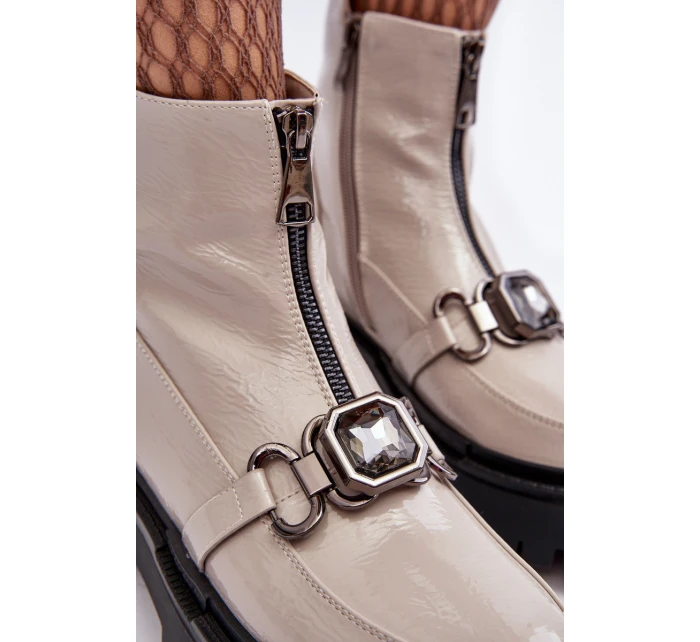 Dámské boty na zip D&A Světle šedá model 21636957 - S.Barski