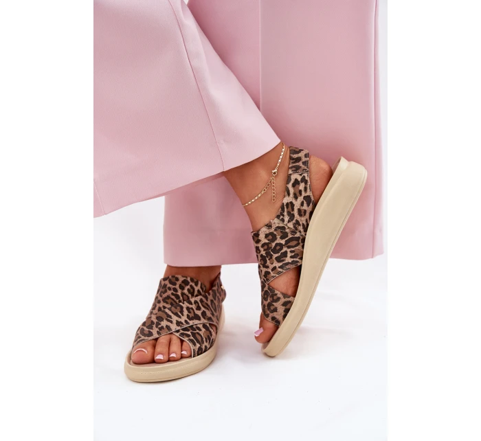 Zazoo 40392 Kožené Sandály Dámské Leopardí Hnědé Zazoo 40392 Kožené Sandály Dámské Leopardí Hnědé