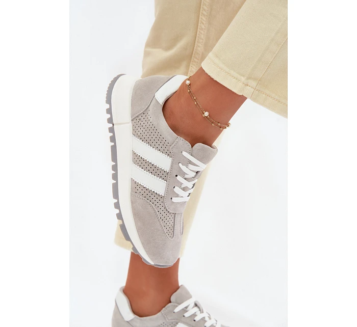 Dámské tenisky z pravé semišové šedé model 22069511 - EVENTO Dámské tenisky z pravé semišové šedé model 22069511 - EVENTO