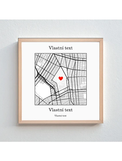 Personalizovaný magický fotoobraz v rámu - čtverec 20x20 - mapa