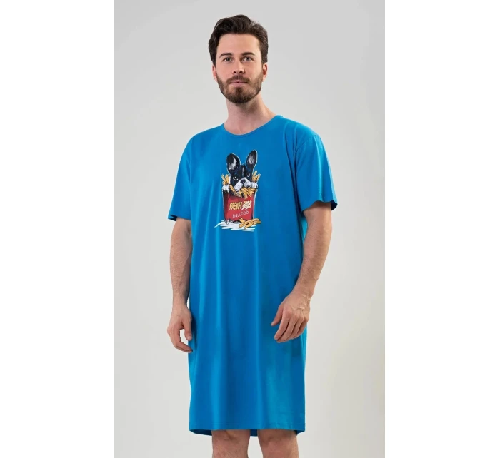 Pánská noční košile Bulldog modrá - Vienetta