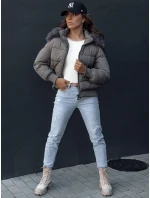 Dámská prošívaná zimní bunda s kožešinou COLDPACK tmavě šedá FashionStreet TY4428