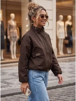 Dámská přechodná bunda typu bomber s stojáčkem, hnědá, FashionStreet TY6022 Dámská přechodná bunda typu bomber s stojáčkem, hnědá, FashionStreet TY6022