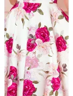 Rozšířené dámské šaty se vzorem růží a s výstřihem ve tvaru srdce 114-16 Rozšířené dámské šaty se vzorem růží a s výstřihem ve tvaru srdce 114-16