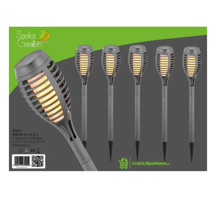 DANCING FLAMES SOLAR LAMP 12 LED SMD 7,5x7,5x46,5 cm KPL 5SZT