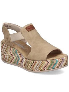 Dámské sandály na podpatku béžové Rieker 69472-60