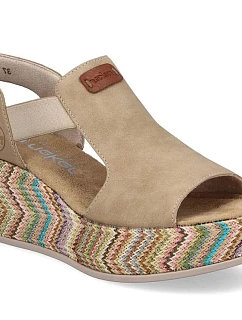 Dámské sandály na podpatku béžové Rieker 69472-60