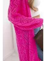 Svetr dlouhý kardigan Super  růžový model 20247435 - K-Fashion