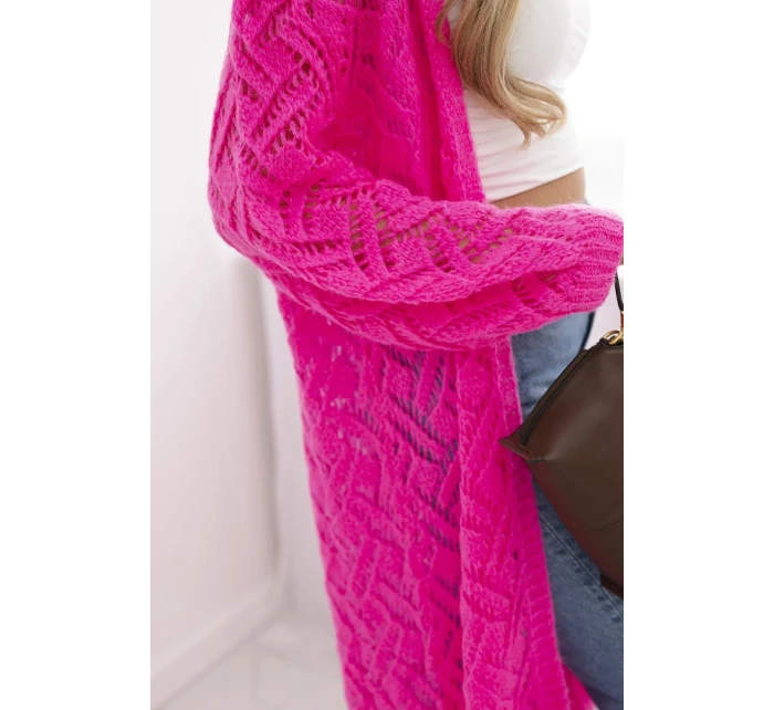 Svetr dlouhý kardigan Super  růžový model 20247435 - K-Fashion