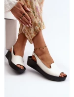 Dámské kožené sandály na tlusté podrážce Zazoo 2893 bílé