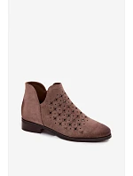 Dámské perforované kotníkové boty na nízkém podpatku Vinceza 58626 tmavě béžové Dámské perforované kotníkové boty na nízkém podpatku Vinceza 58626 tmavě béžové