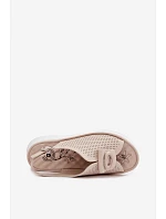 Kožené dámské sandály s ozdobným detailem Béžové model 22094980 - EVENTO Kožené dámské sandály s ozdobným detailem Béžové model 22094980 - EVENTO