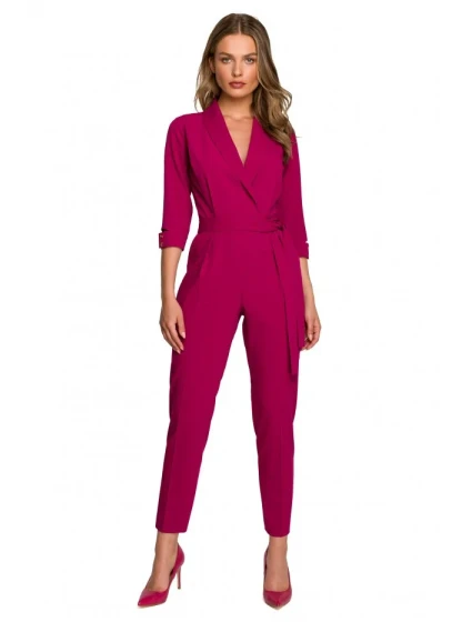 S316 Overal se šálovým límcem - švestka