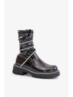 Lakované kotníkové boty s ozdobou černé Kikizelle Lakované kotníkové boty s ozdobou černé Kikizelle