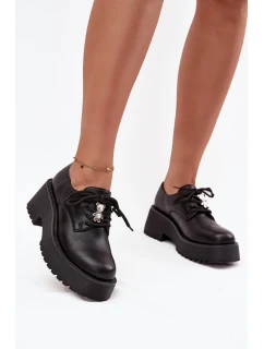 Dámské polobotky s připínacím doplňkem z eko kůže Laurea – černé