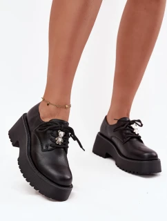 Dámské polobotky s připínacím doplňkem z eko kůže Laurea – černé