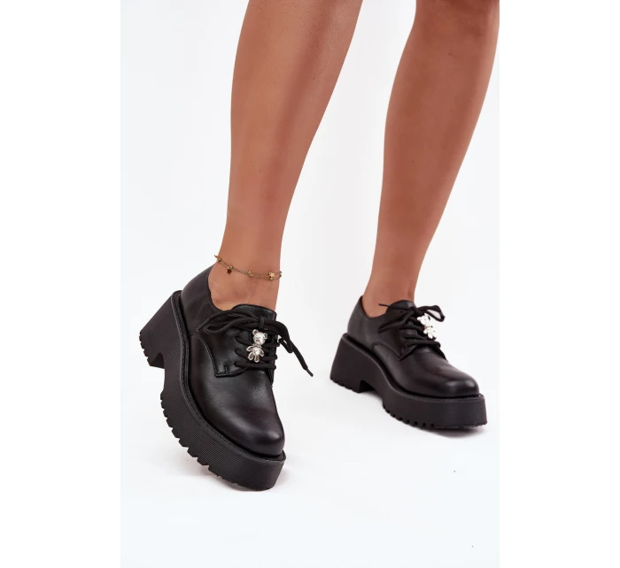Dámské polobotky s připínacím doplňkem z eko kůže Laurea – černé