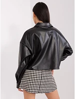 Krátká černá dámská bunda z imitace kůže model 20970138 - Factory Price