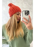 Fleecová čepice červená model 18750137 - K-Fashion Fleecová čepice červená model 18750137 - K-Fashion