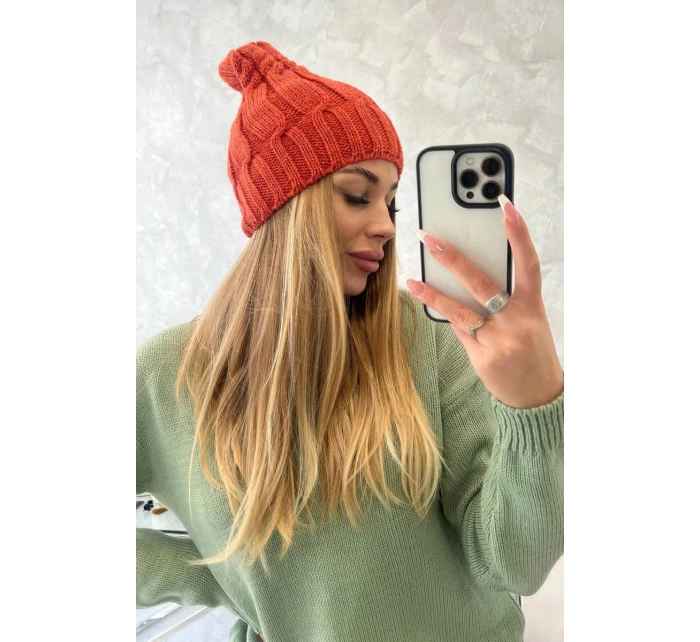 Fleecová čepice červená model 18750137 - K-Fashion Fleecová čepice červená model 18750137 - K-Fashion