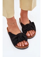 Dámské Pantofle Na Korkové Podešvi S Mašlí Černé model 21701497 - Boto Dámské Pantofle Na Korkové Podešvi S Mašlí Černé model 21701497 - Boto